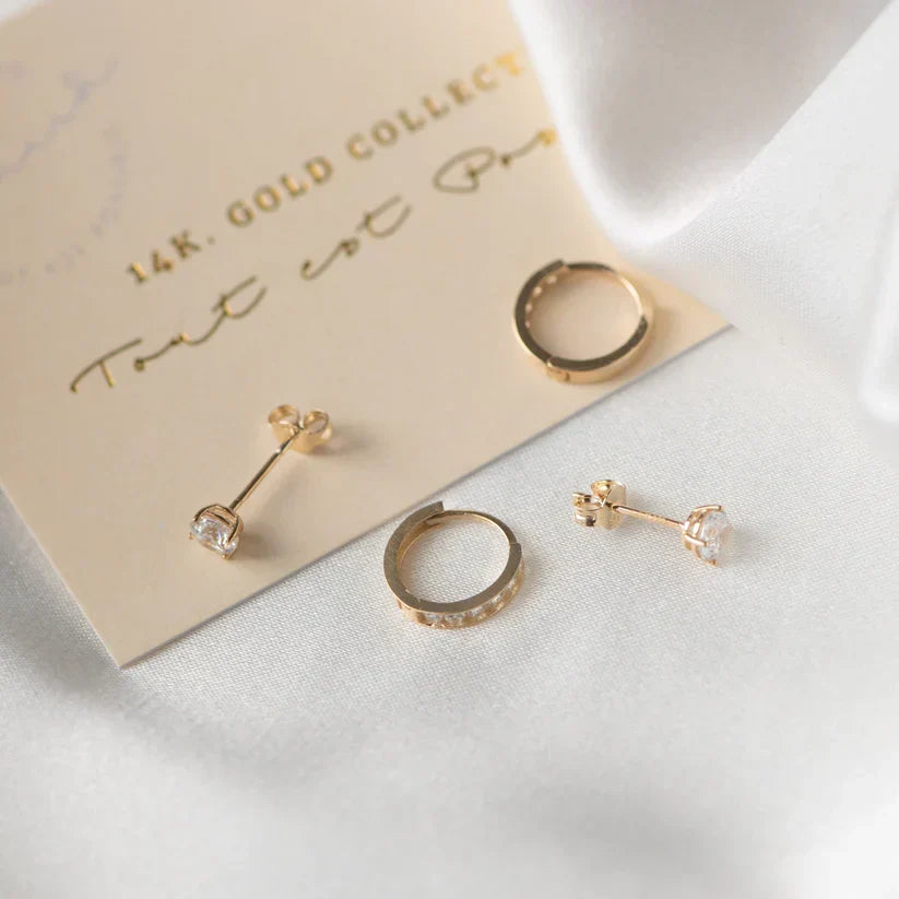 Lara Brielle Stone Earrings Set | Gold