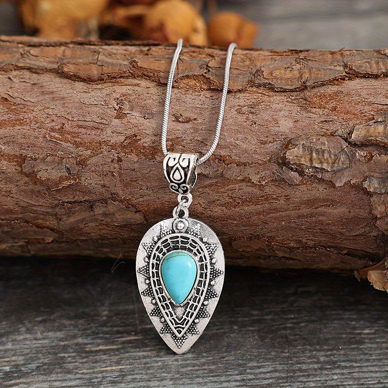 Clarisse Turquoise Teardrop Necklace | White Gold