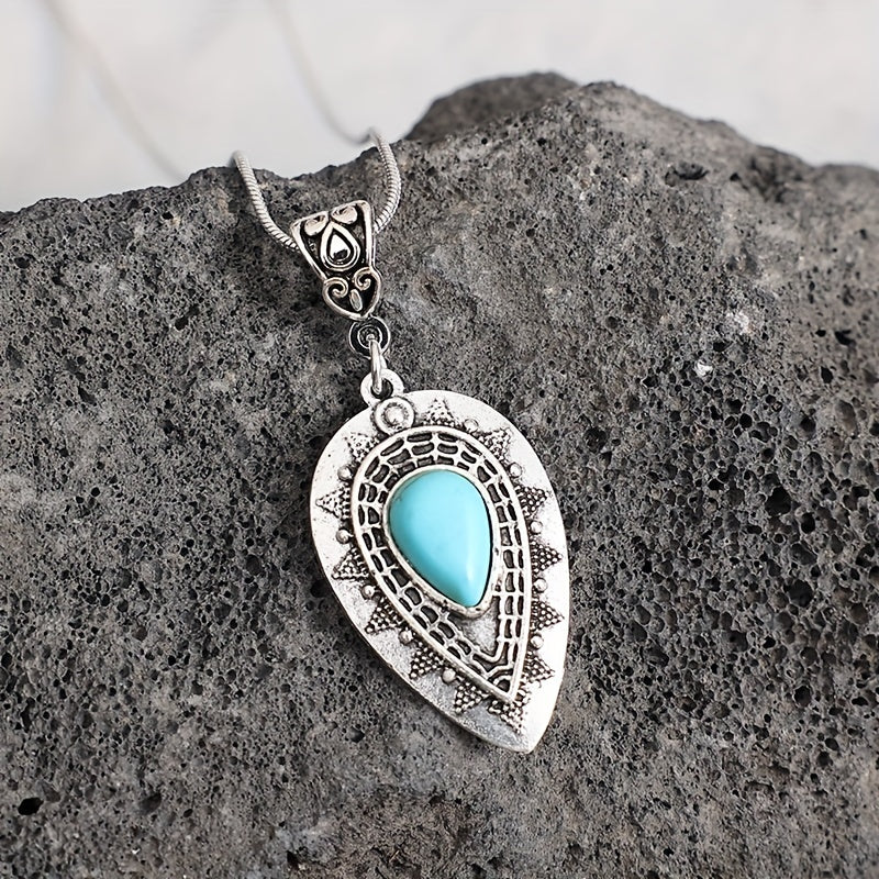 Clarisse Turquoise Teardrop Necklace | White Gold
