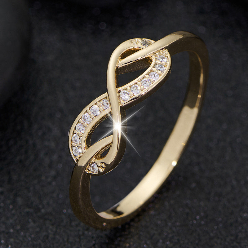 Lisette Crystal Infinity Ring | Gold