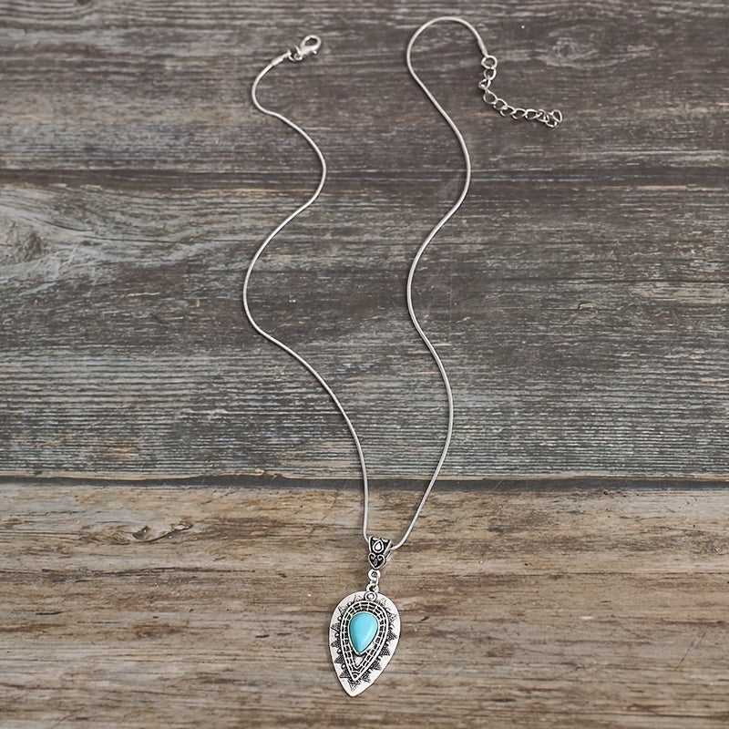 Clarisse Turquoise Teardrop Necklace | White Gold