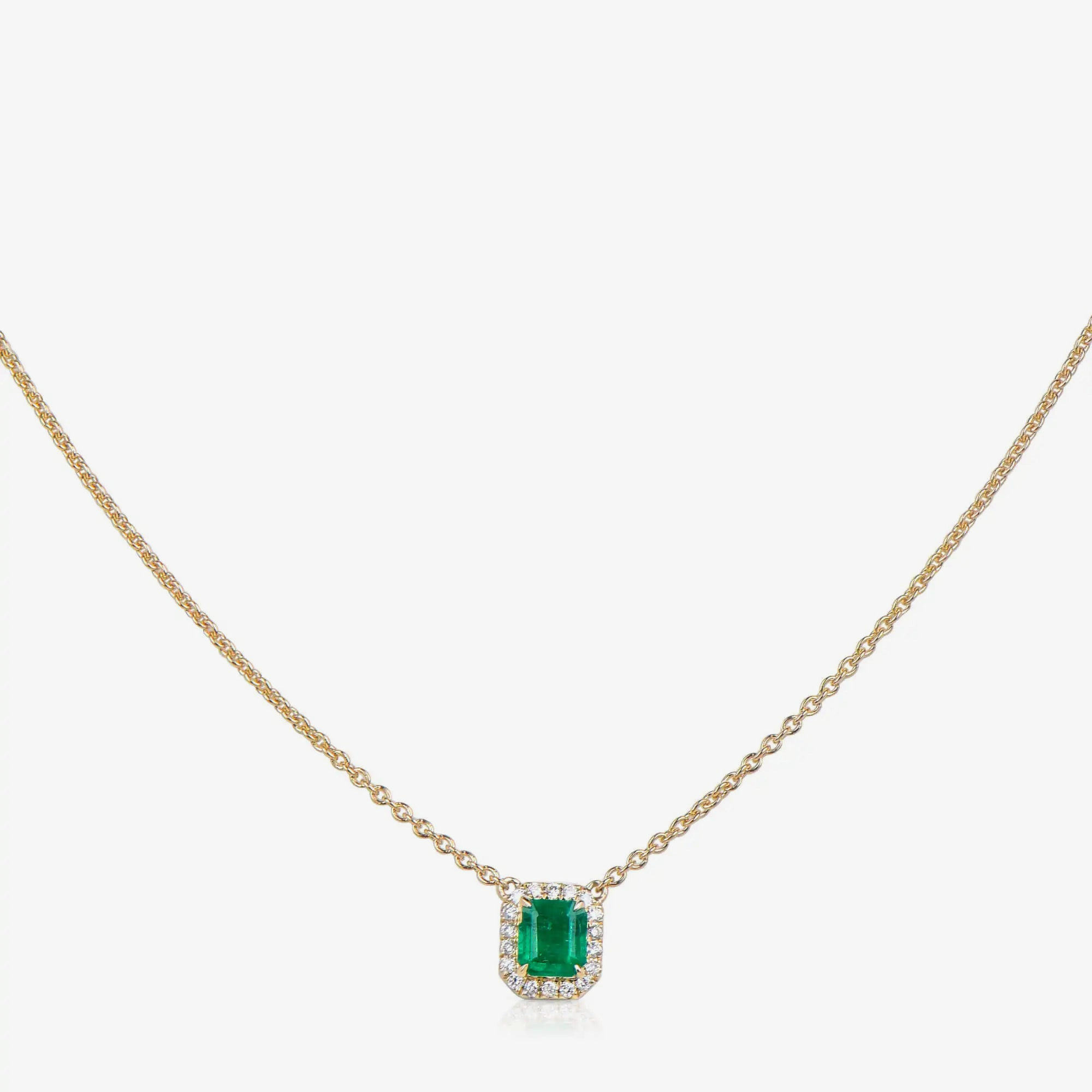 Emerald Halo Diamond Necklace