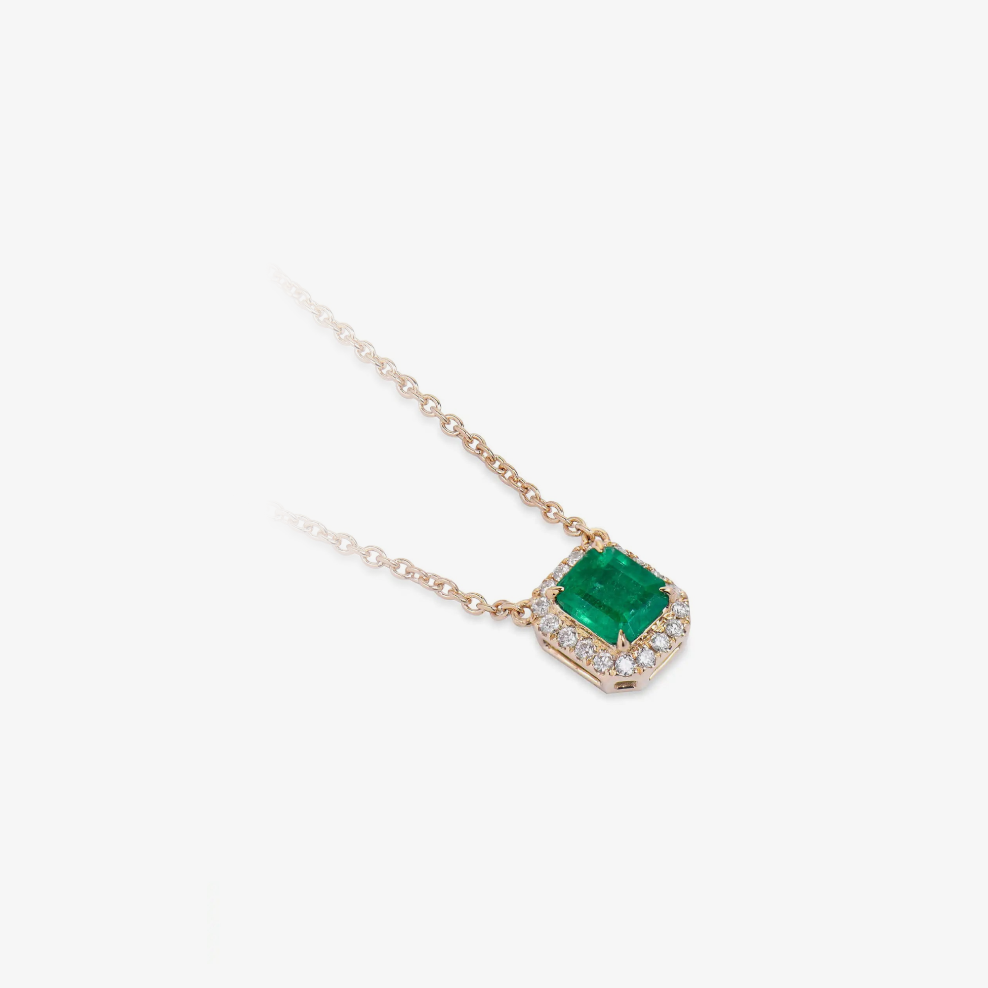 Emerald Halo Diamond Necklace