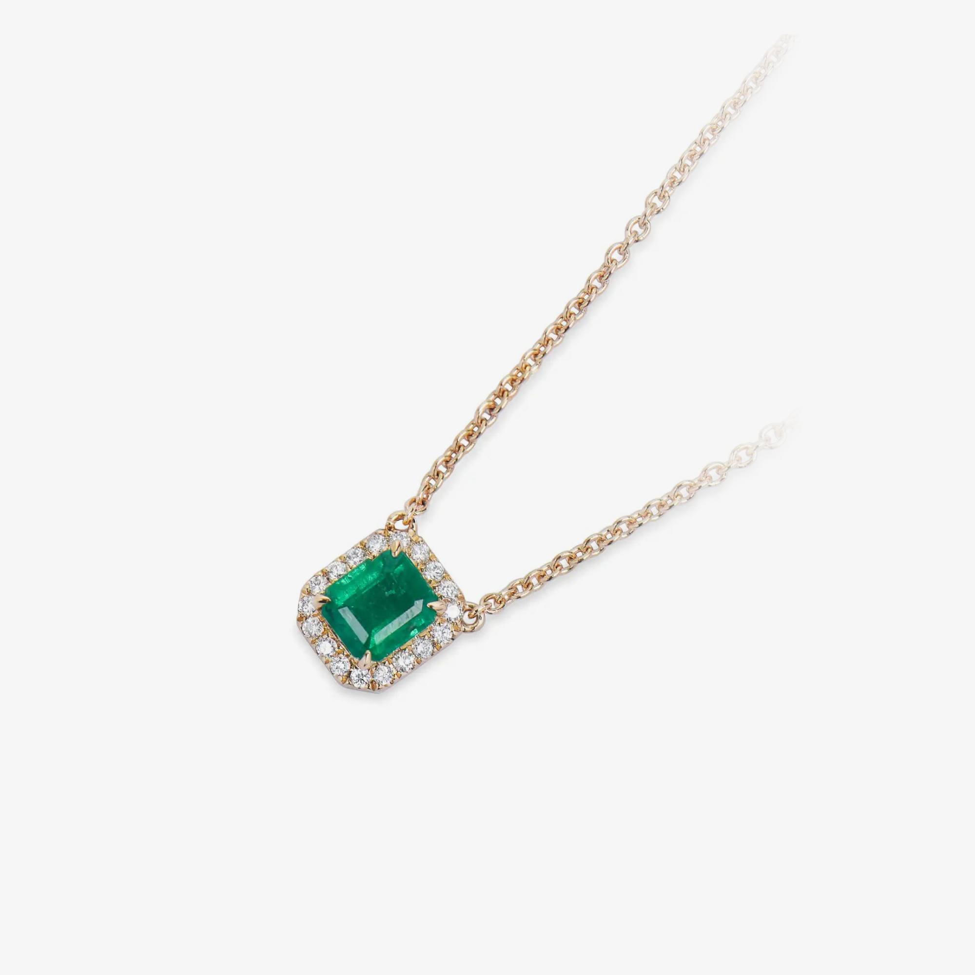 Emerald Halo Diamond Necklace