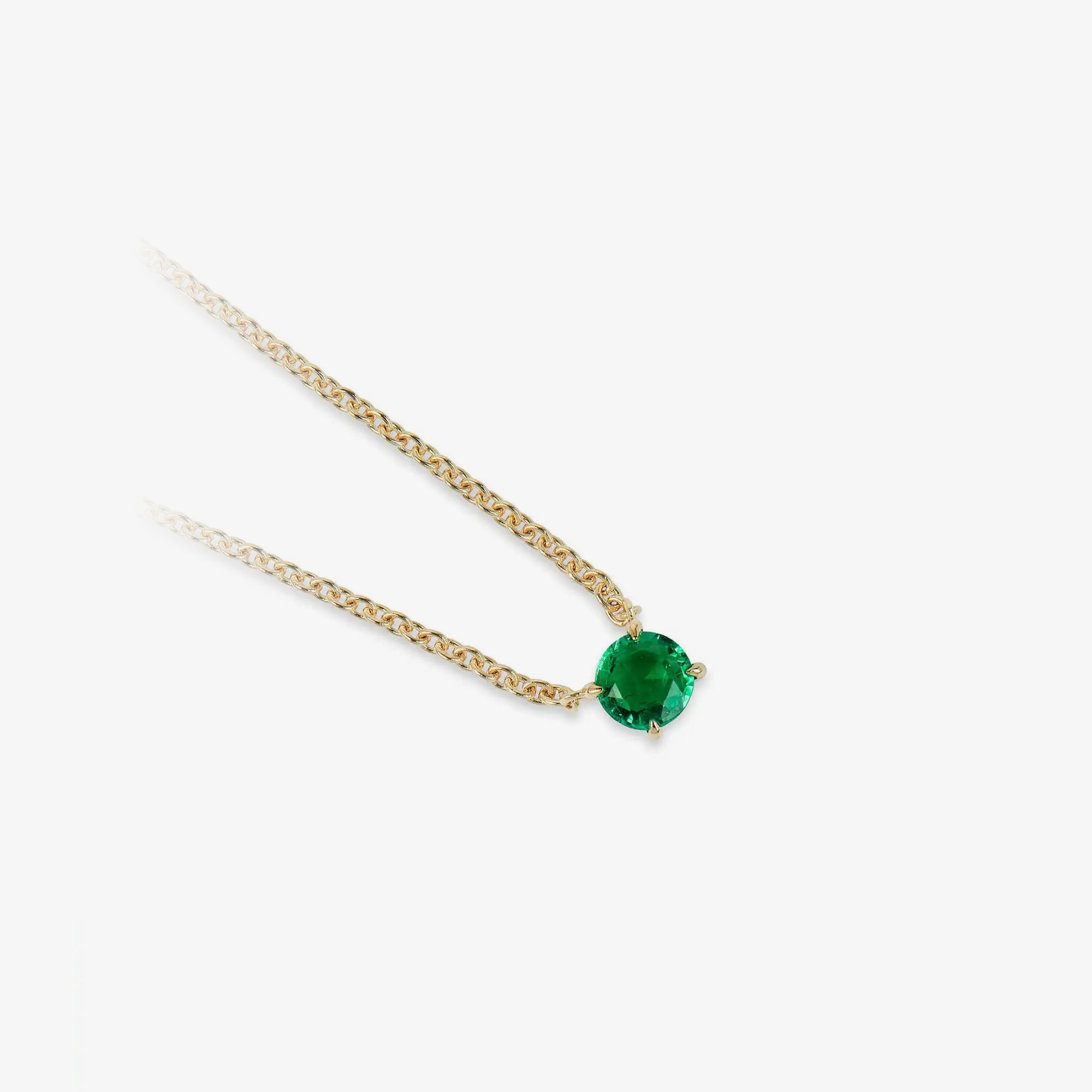 Round Emerald Solitaire Necklace