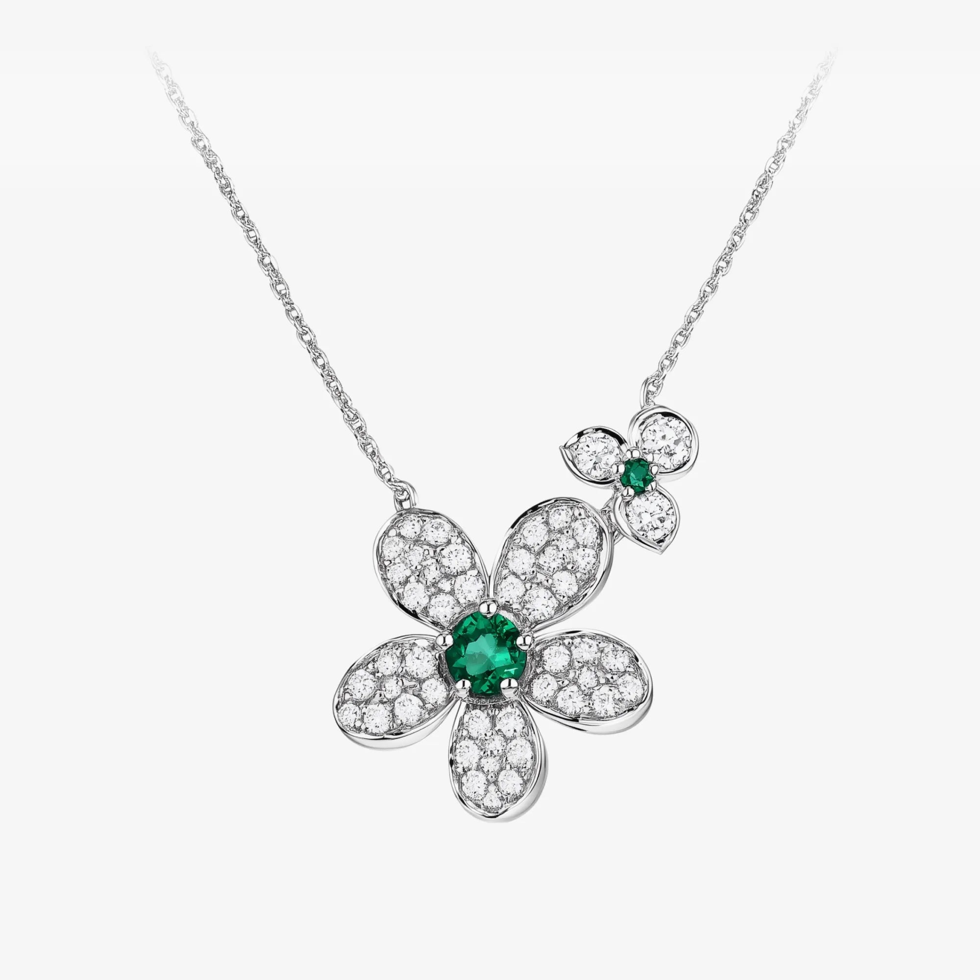 Twin Emerald Bloom Necklace
