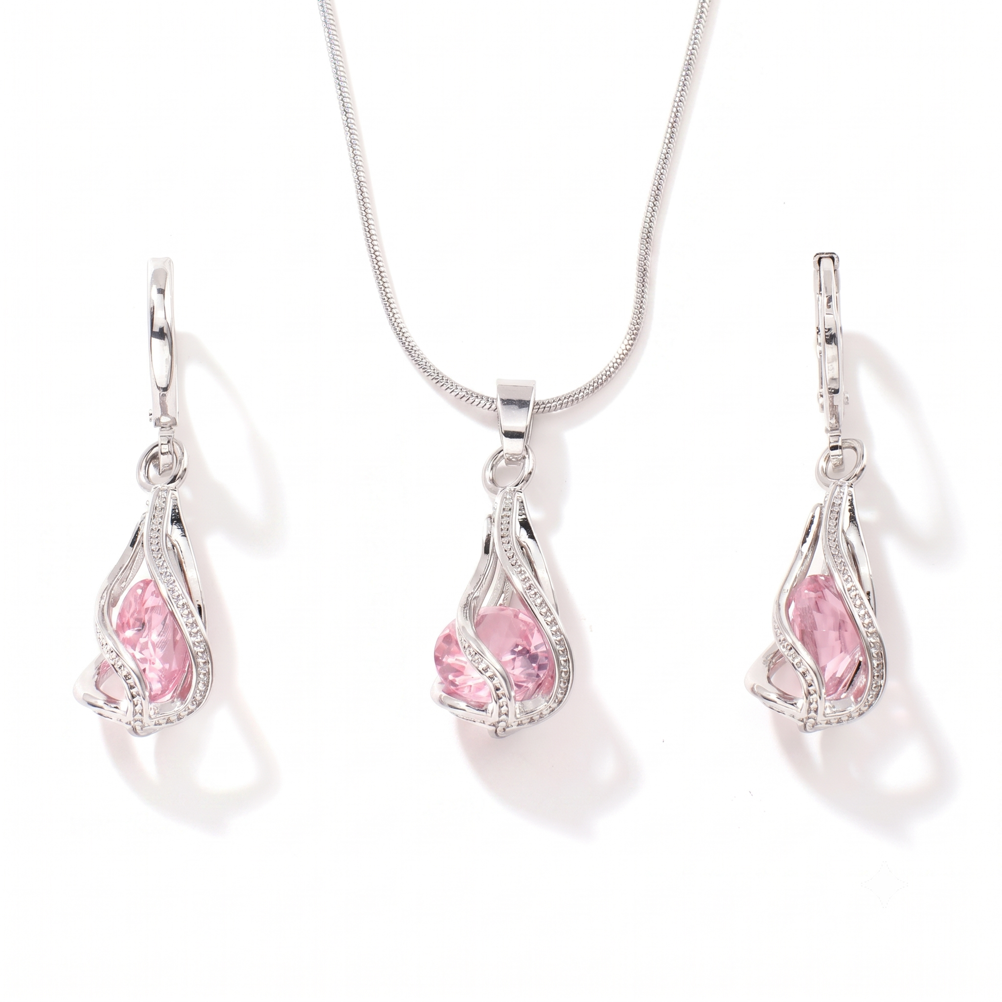 Rosaline Lumen Twist Jewelry Set | White Gold