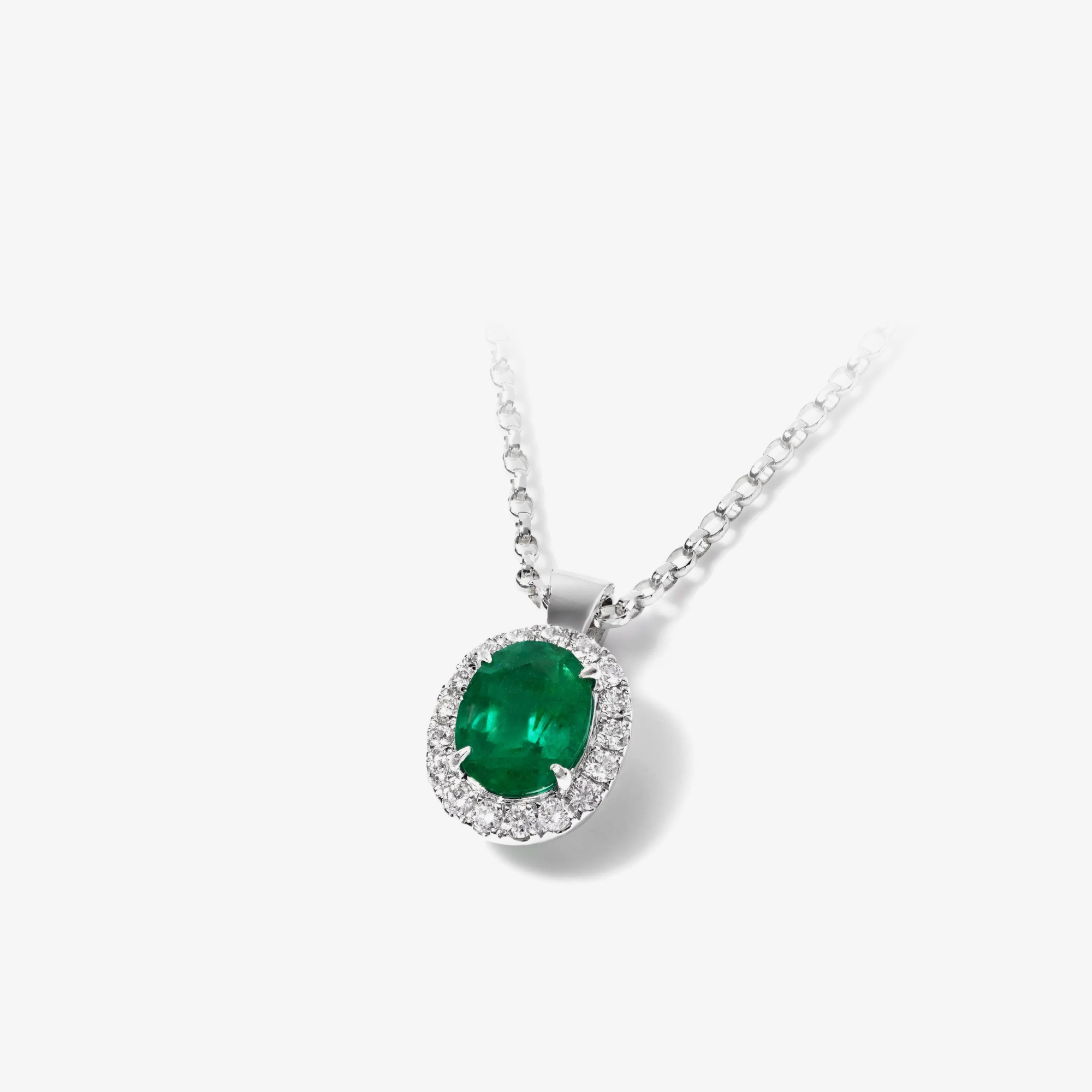 Mvraki Signature Oval Emerald and Diamond Necklace