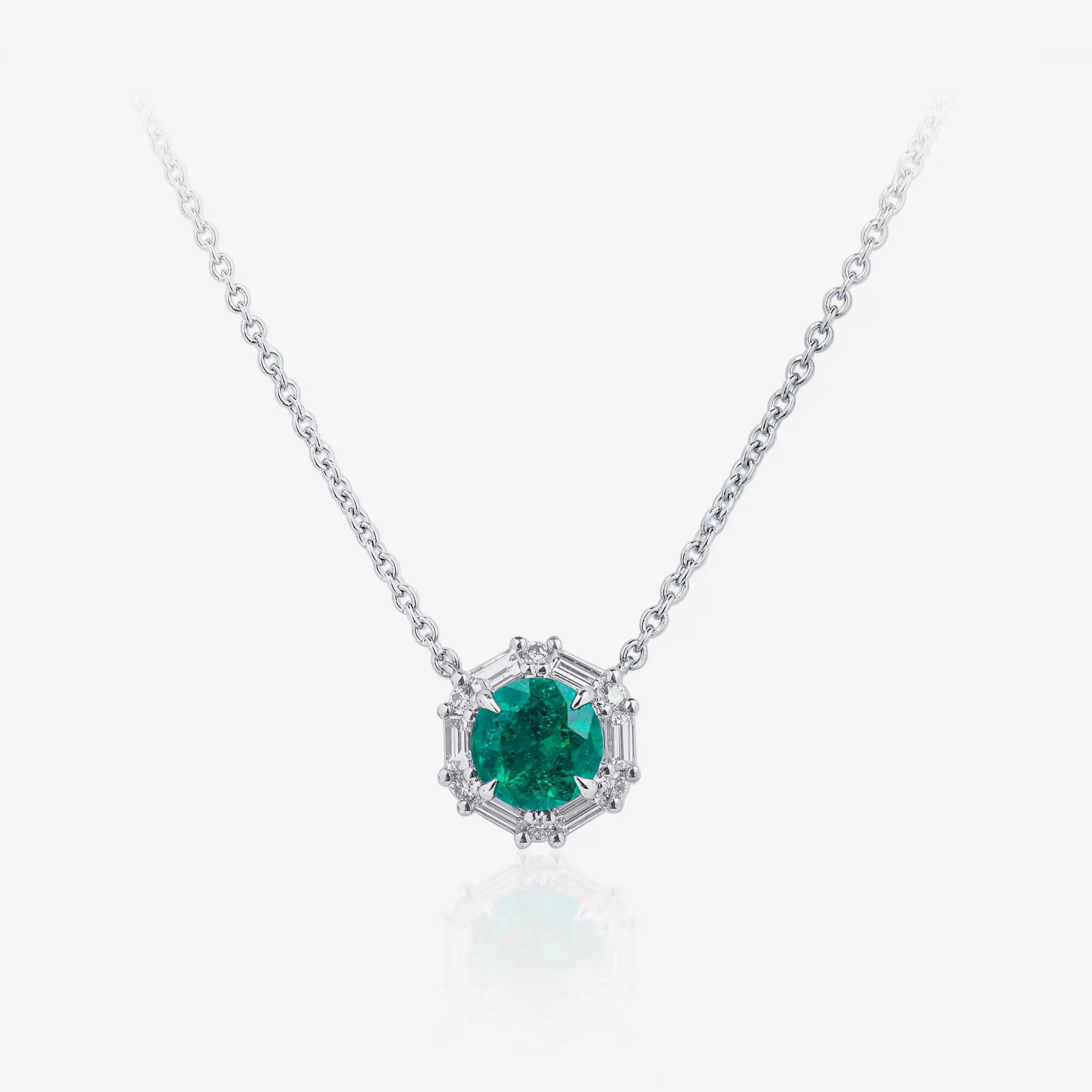 Mvraki Signature Round Emerald and Diamond Necklace