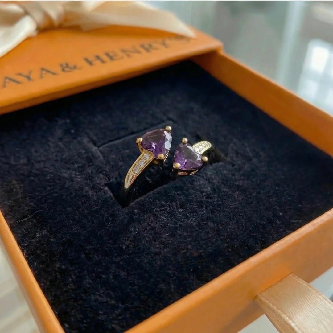 Nerina Violet Heartwrap Ring | Gold