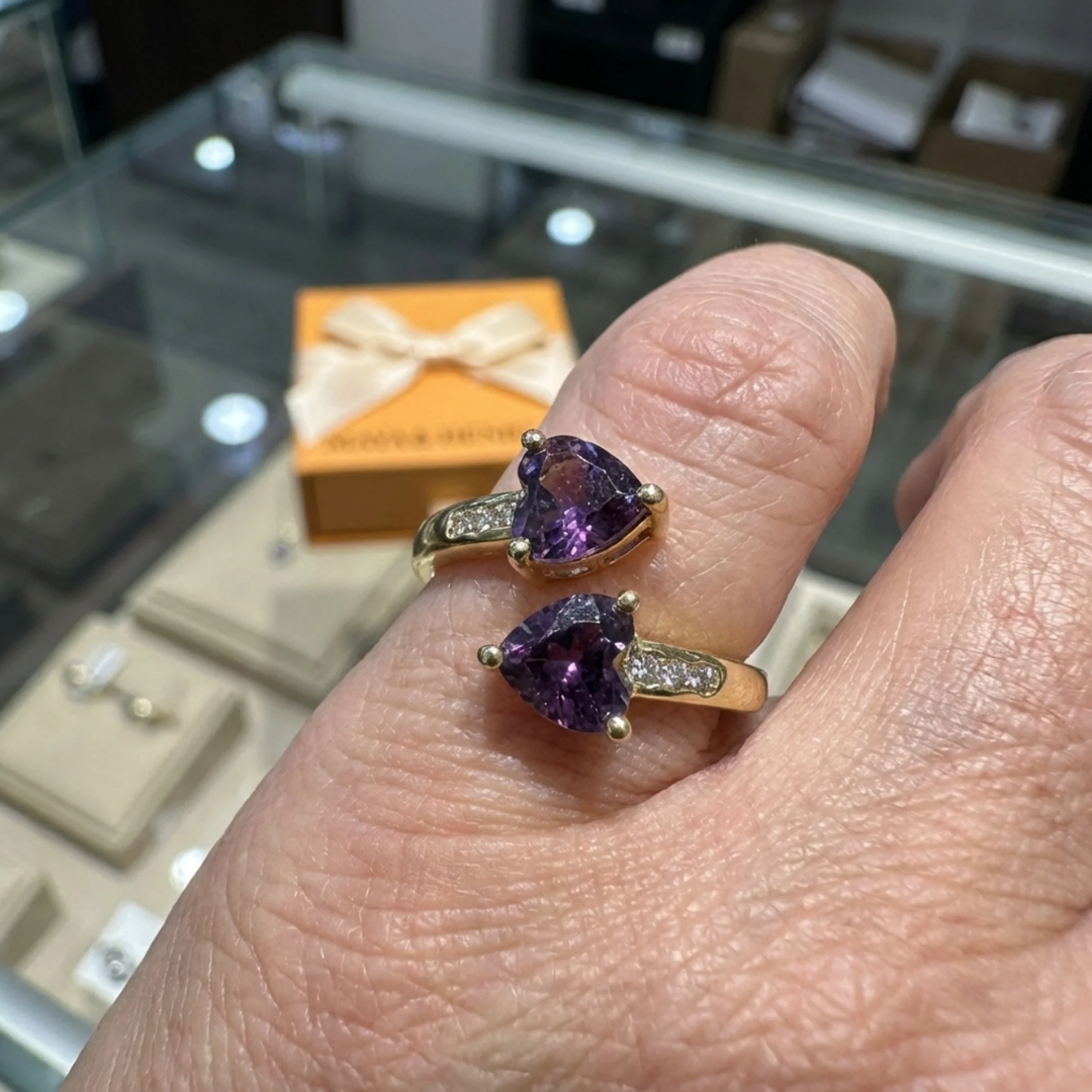 Nerina Violet Heartwrap Ring | Gold