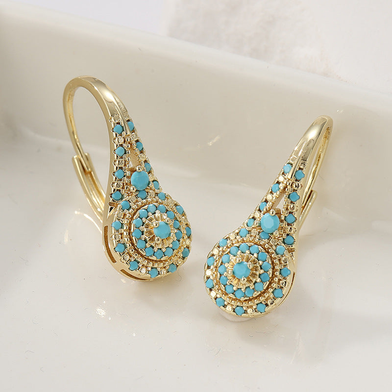 Valerie Turquoise Cluster Earrings | Gold