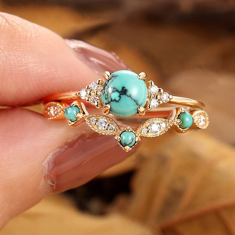 Aurelia Turquoise Crown Ring Set | Gold