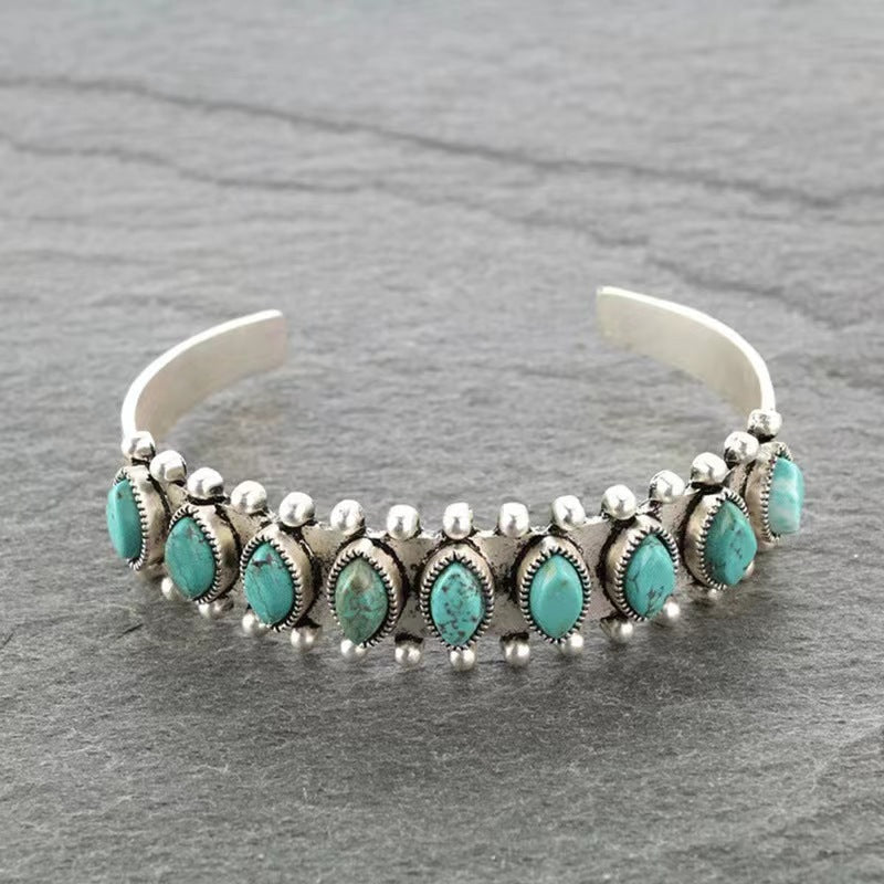 Amira Turquoise Cuff Bracelet | White Gold