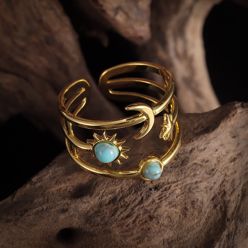 Solene Turquoise Orbit Ring | Gold