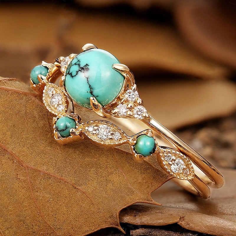 Aurelia Turquoise Crown Ring Set | Gold