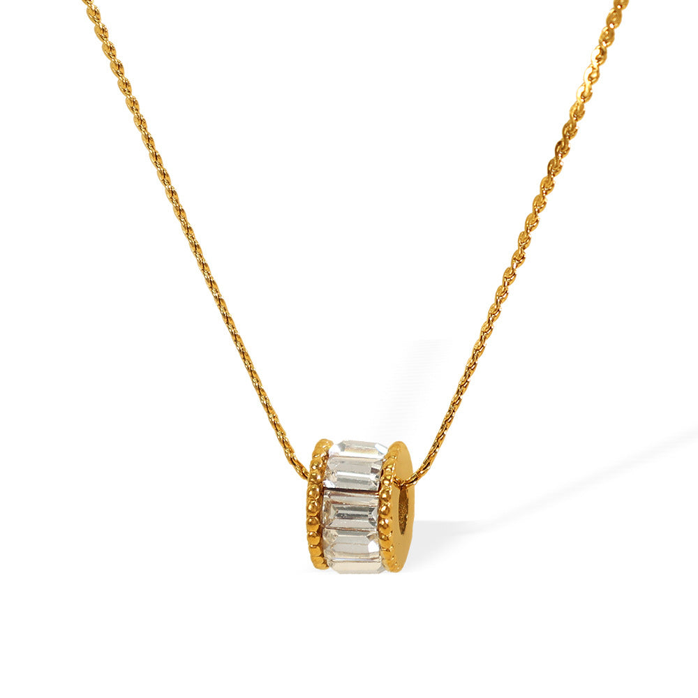 Elena Polished Barrel Necklace | Gold