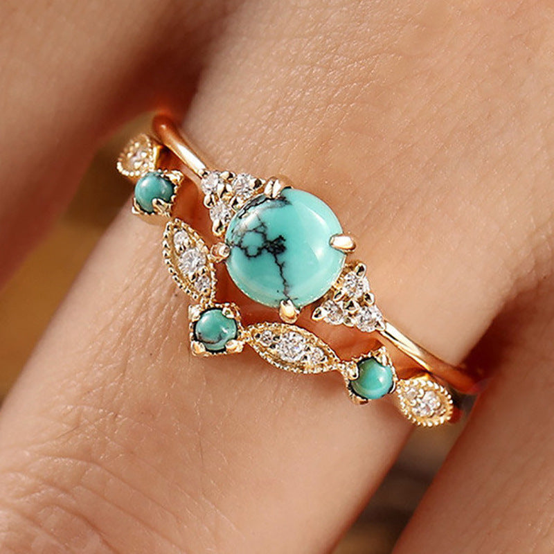 Aurelia Turquoise Crown Ring Set | Gold