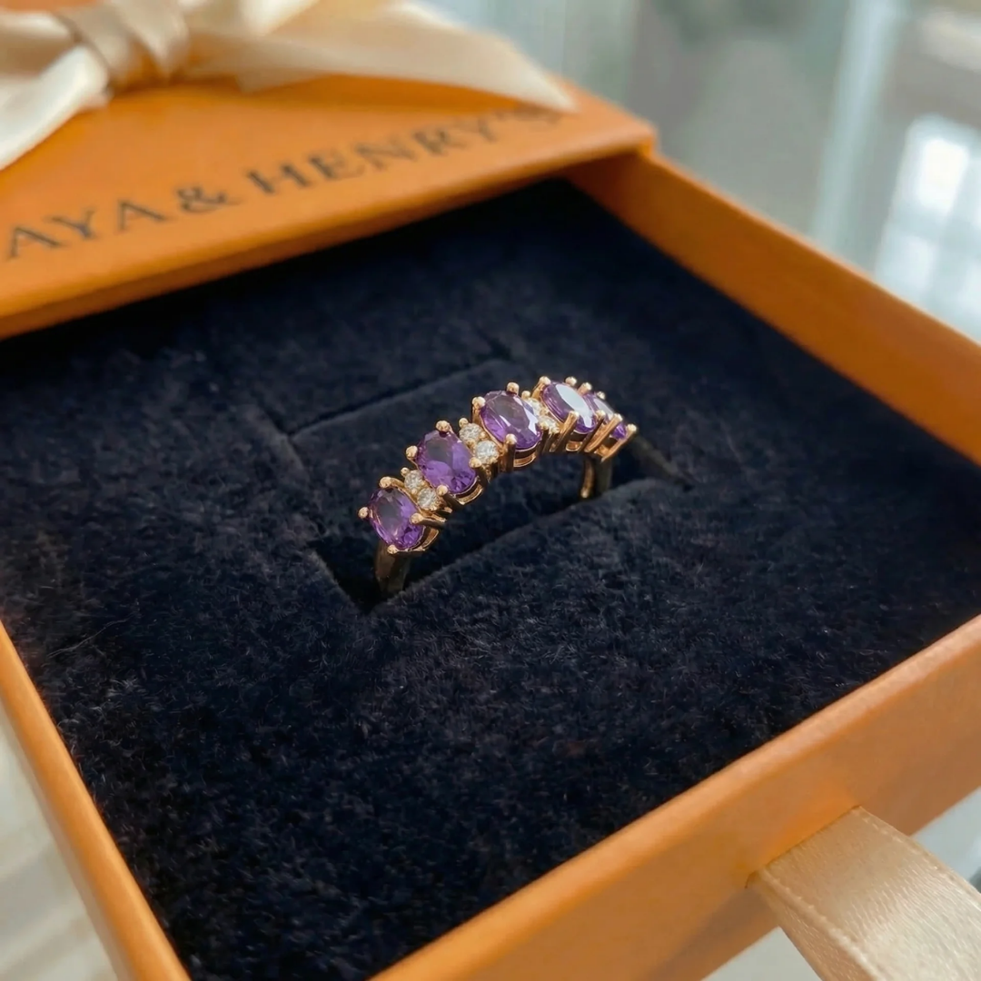 Oriana Violet Crest Ring | Rose Gold