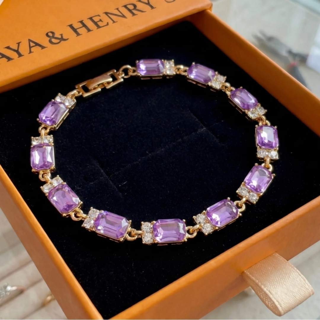 Valentina Amethyst Charm Bracelet | Gold