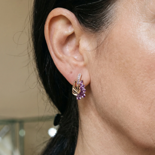 Violetta Amethyst Wing Earrings | Rose Gold