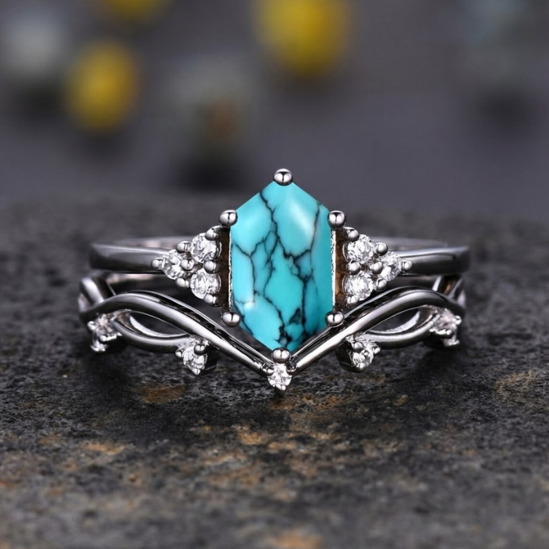 Eliana Sea Crest Ring Set | White Gold