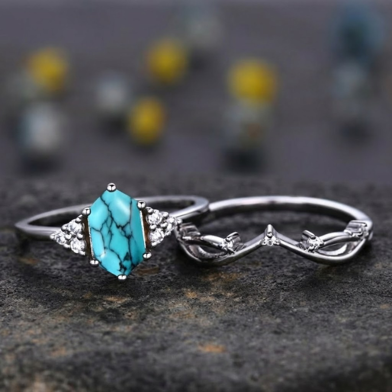 Eliana Sea Crest Ring Set | White Gold