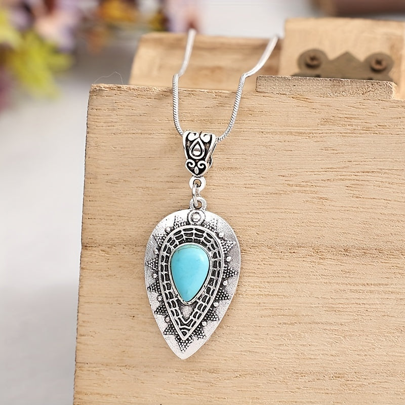 Clarisse Turquoise Teardrop Necklace | White Gold