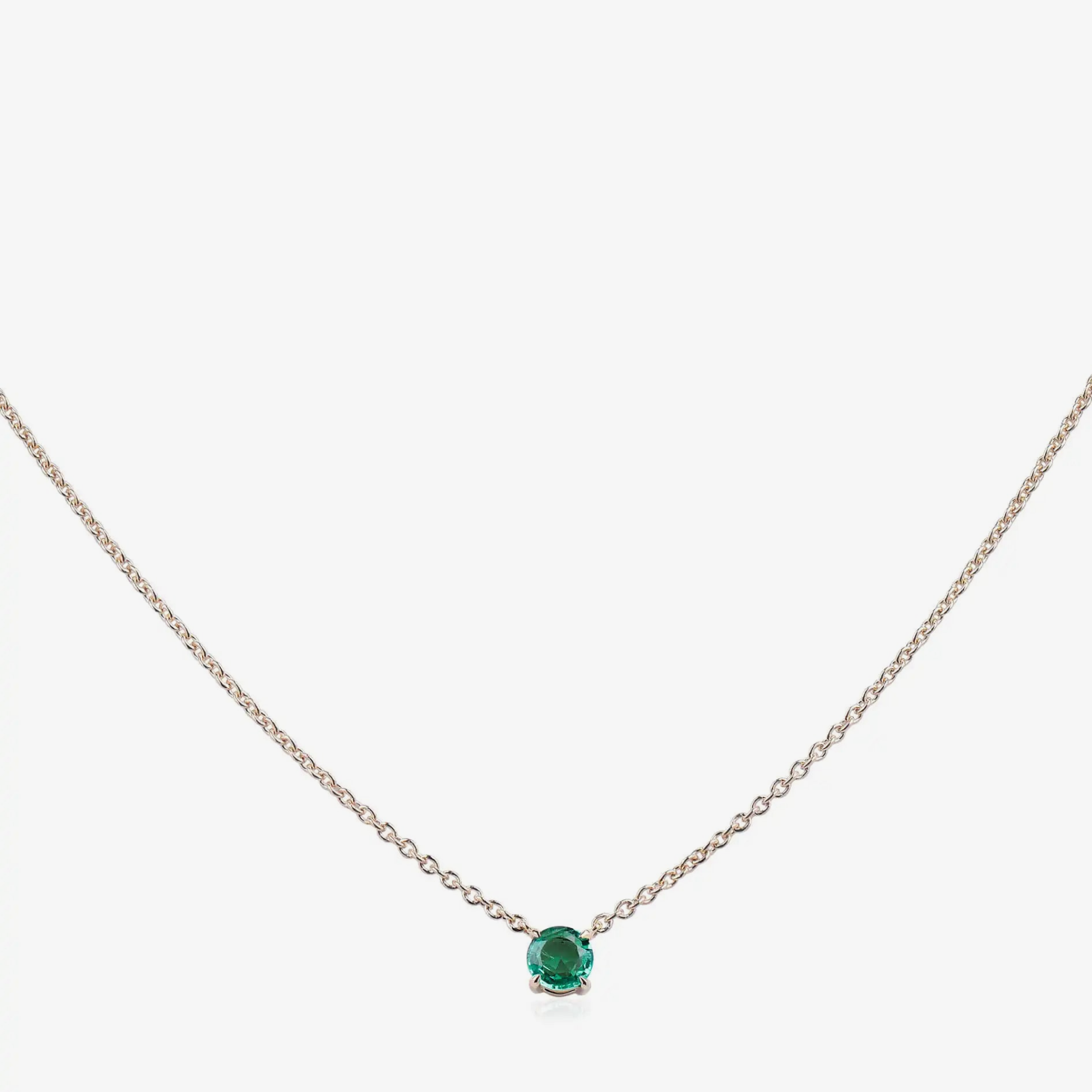 Round Emerald Solitaire Necklace
