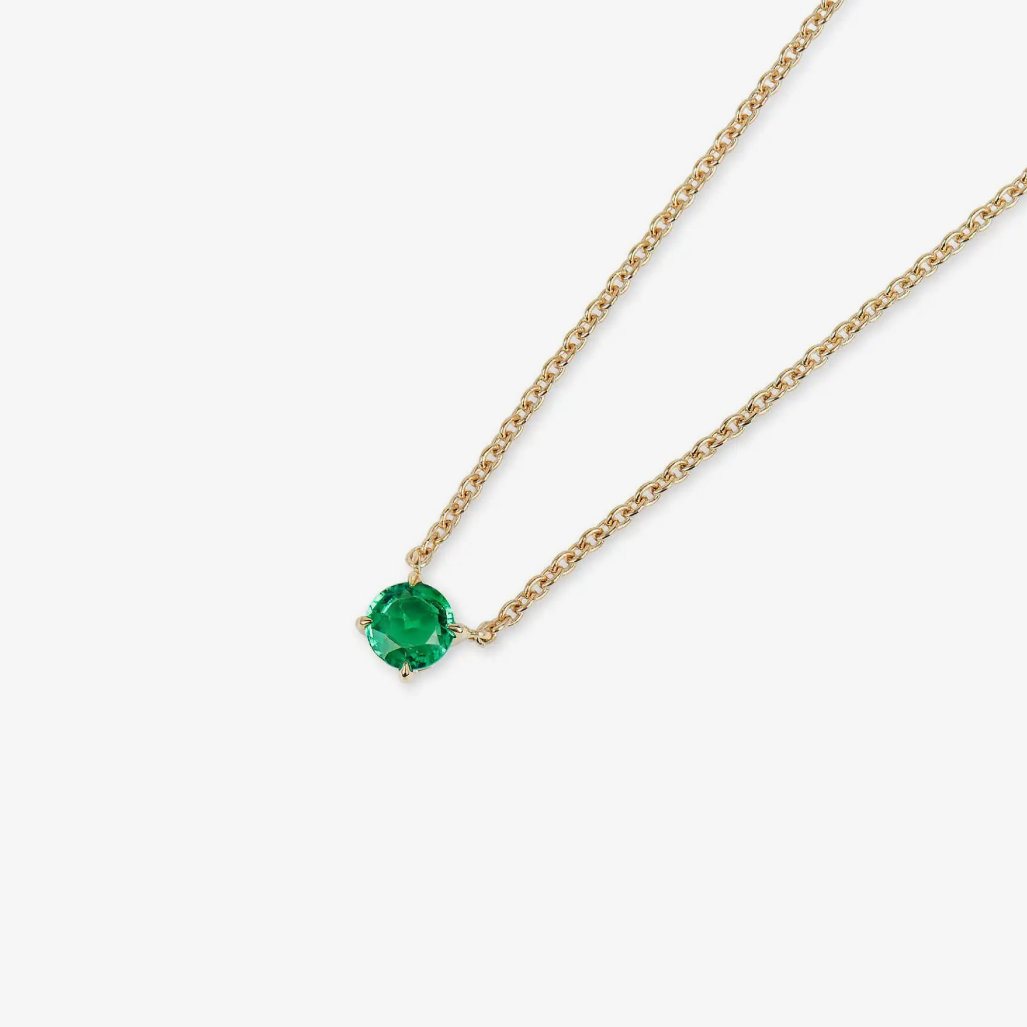 Round Emerald Solitaire Necklace