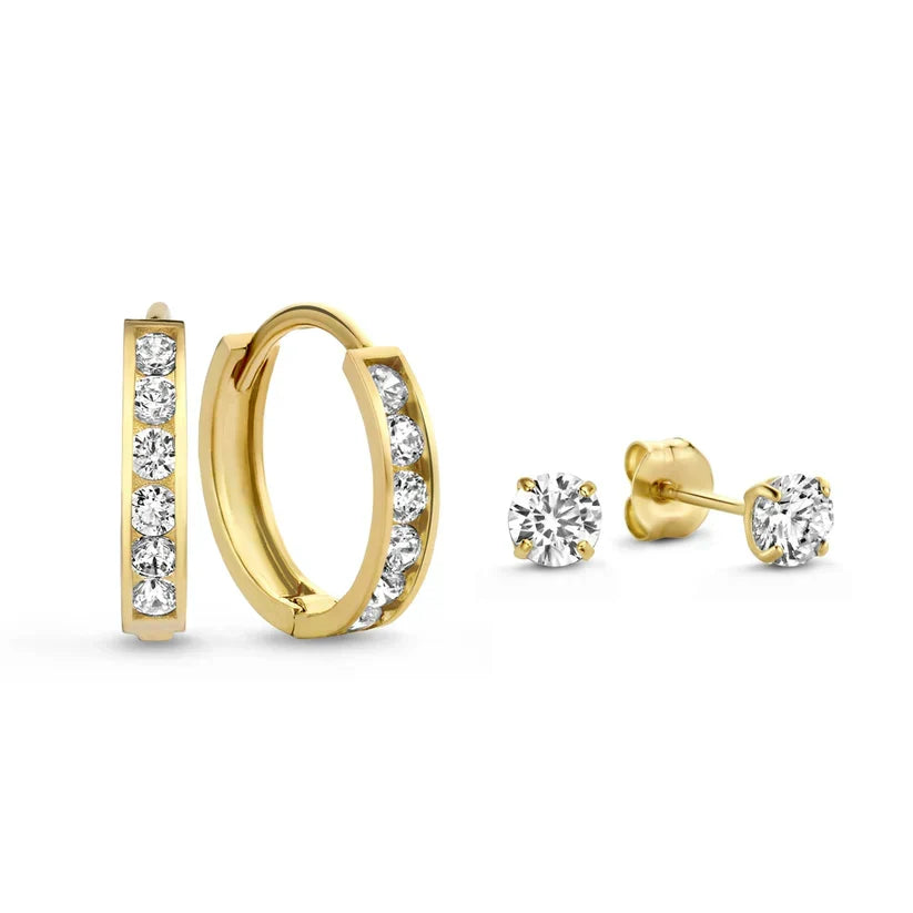 Lara Brielle Stone Earrings Set | Gold