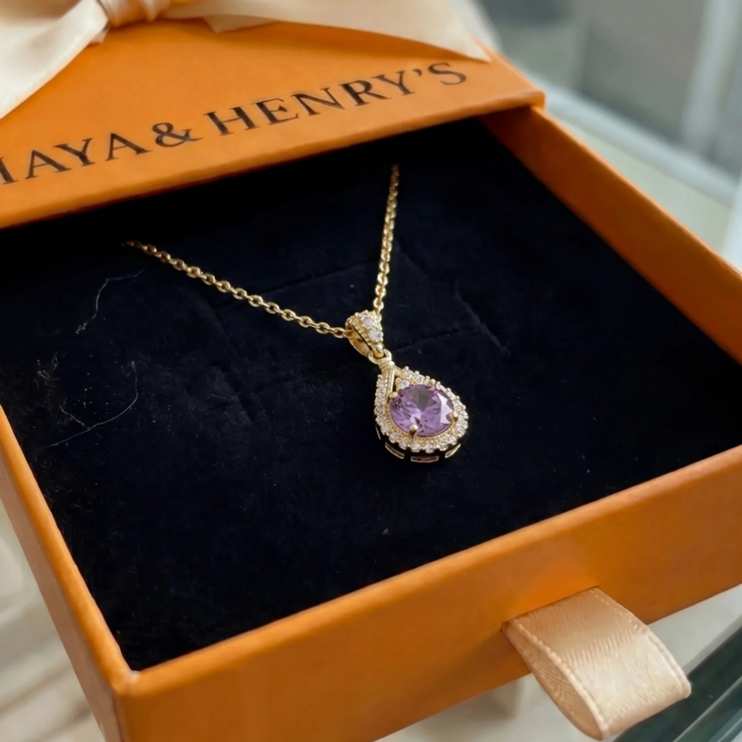 Larena Halo Pendant Necklace | Gold