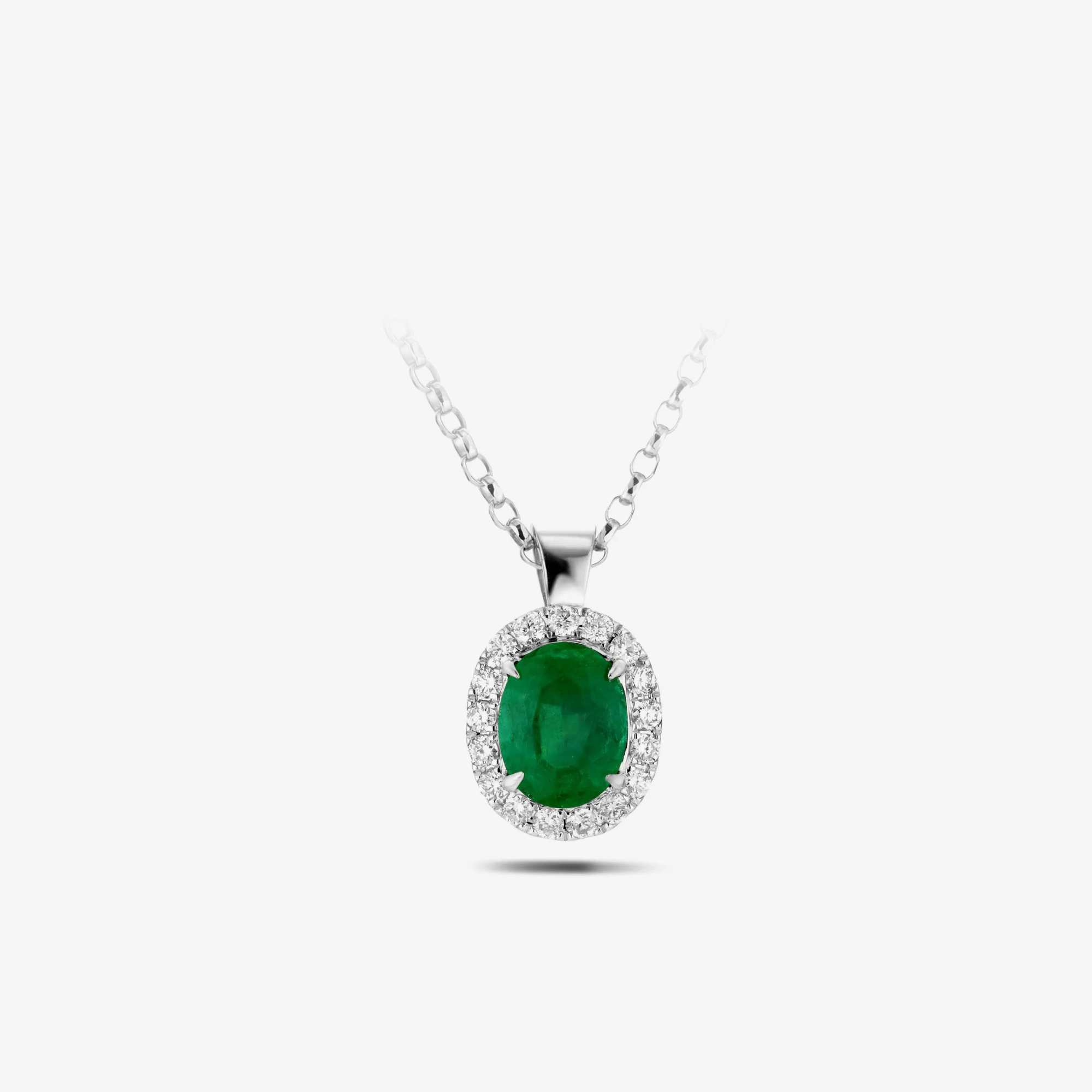 Mvraki Signature Oval Emerald and Diamond Necklace