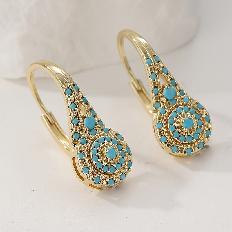 Valerie Turquoise Cluster Earrings | Gold