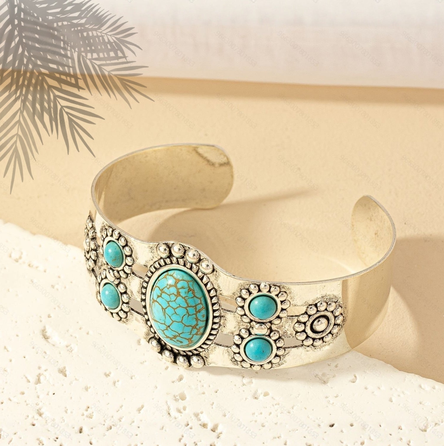 Serena Turquoise Cuff Bracelet | White Gold
