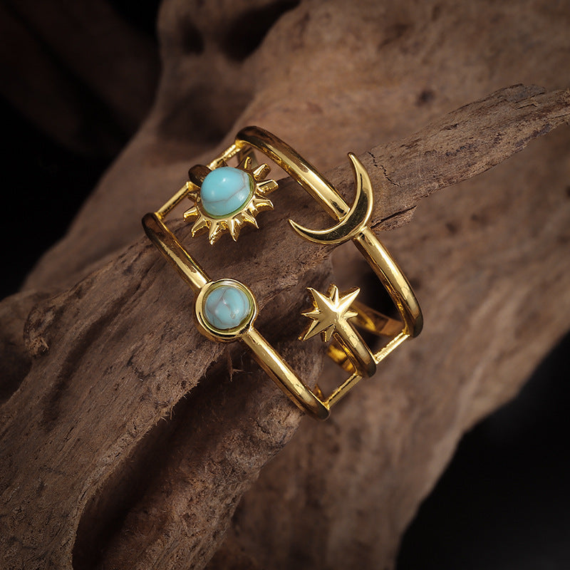 Solene Turquoise Orbit Ring | Gold