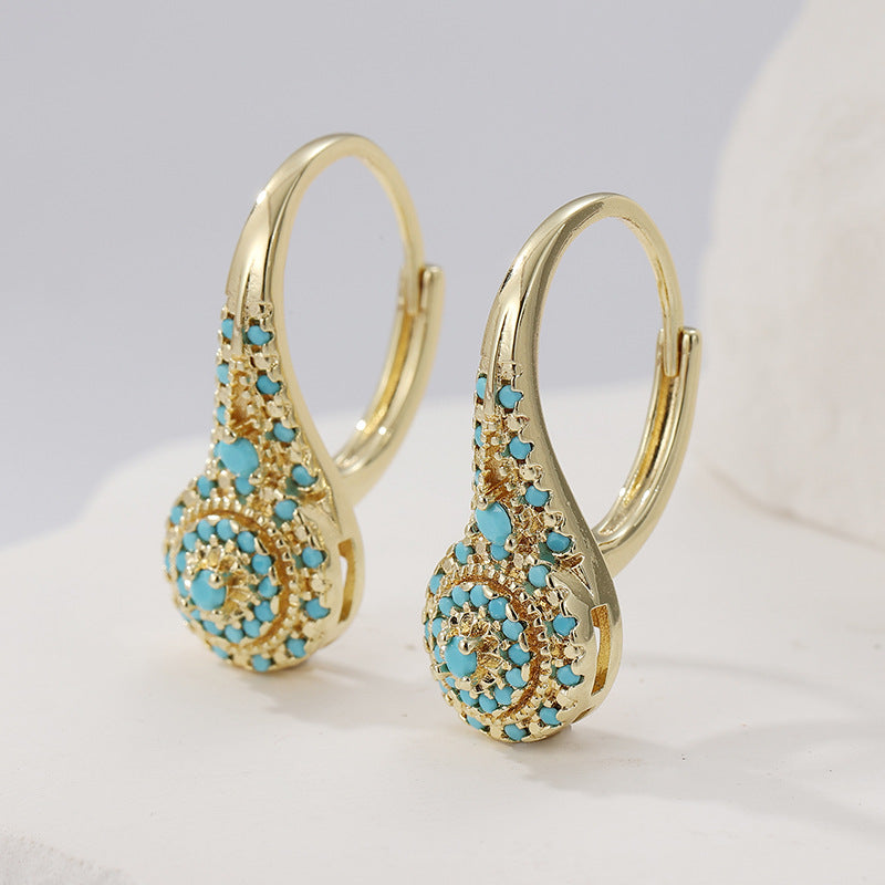 Valerie Turquoise Cluster Earrings | Gold