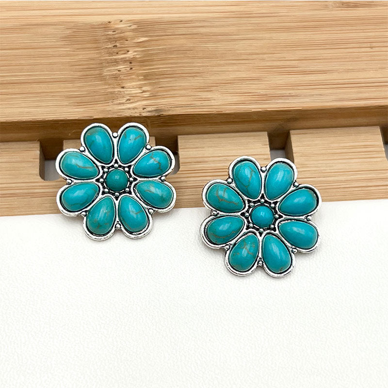 Seraphine Turquoise Petal Studs | White Gold