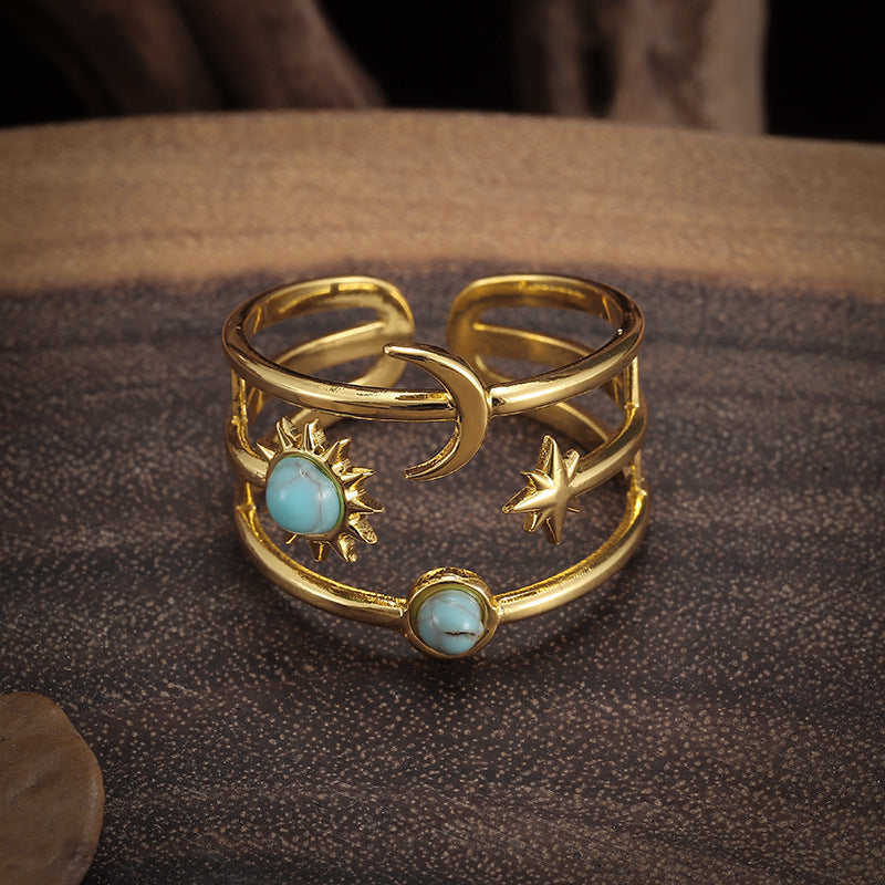 Solene Turquoise Orbit Ring | Gold