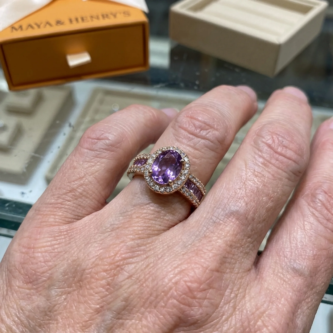 Ophelia Violet Lumina Ring | Rose Gold