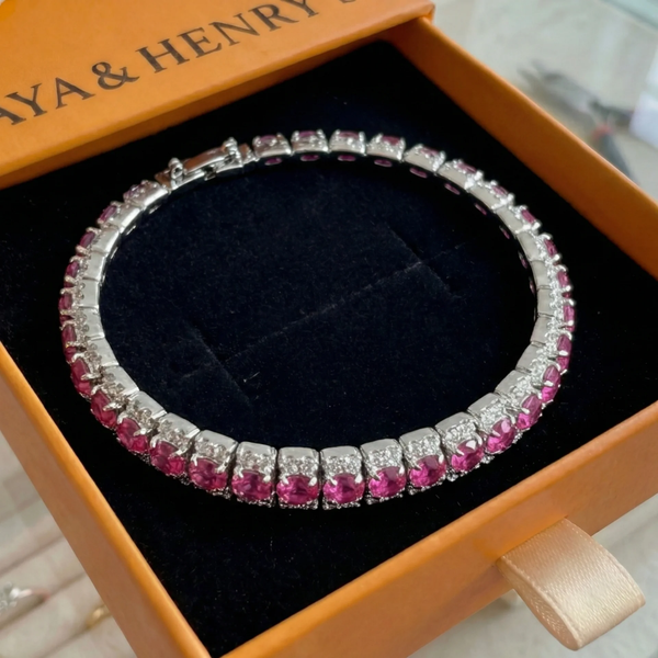 Roseglow Tennis Bracelet | White Gold