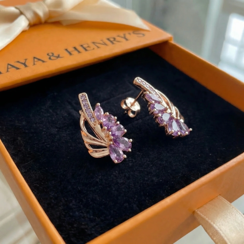 Violetta Amethyst Wing Earrings | Rose Gold
