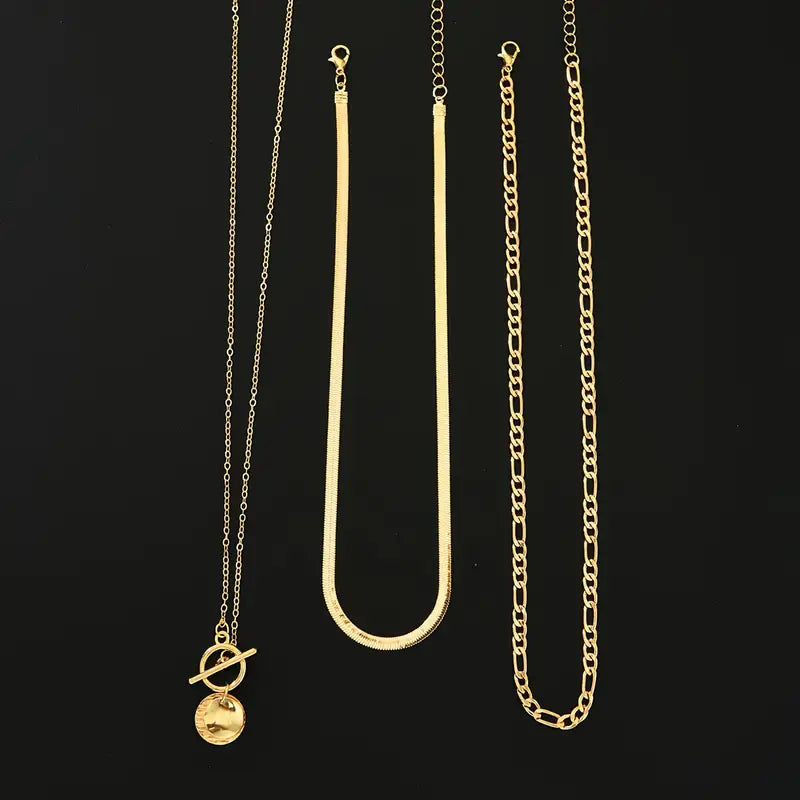 Samira Textured Coin Layered Necklace | Gold