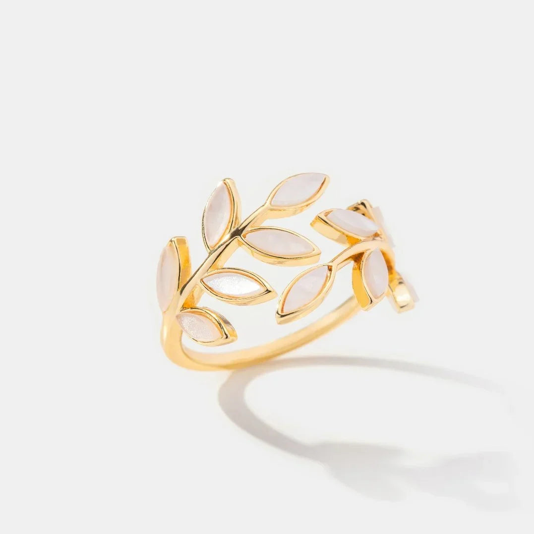 Nerina Delicate Leaf Open Ring | Gold