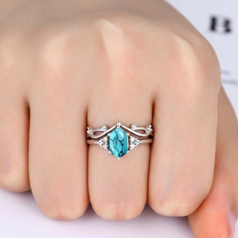 Eliana Sea Crest Ring Set | White Gold